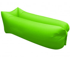 Saltea Gonflabila tip Sezlong Lazy Bag pentru Plaja sau Piscina + Rucsac Depozitare, culoare Verde deschis foto