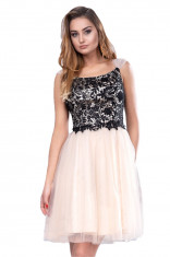 D788-1125 Rochie cu tulle si broderie foto