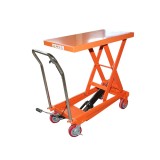 Masa de lucru hidraulica mobila 370-1000 mm, sarcina maxima 750 kg, platforma 910 x 500 x 50 mm, roti 125 mm, greutate 98 kg