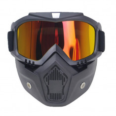 Masca protectie fata din plastic dur + ochelari ski, lentila neagra, MD04 foto