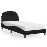 VidaXL Cadru de pat cu tăblie, negru, 80x200 cm, piele ecologică