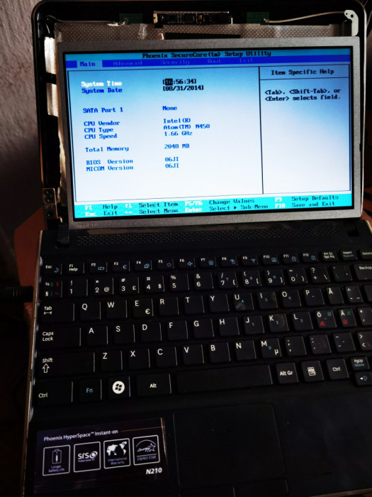 Placa baza + Tastatura (DK) Laptop Samsung N210 Intel Atom N450