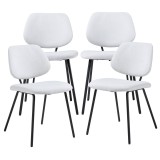 Set 4 scaune dining Koma, tapitate, gri deschis, picioare metalice