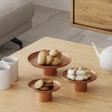 Cumpara ieftin Set 3 platouri decorative metalice GED-007 Caramiziu 25.5x25.5x9 cm
