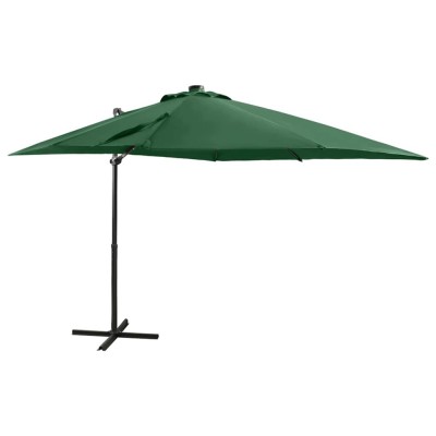 vidaXL Umbrelă &amp;icirc;n consolă cu st&amp;acirc;lp și LED-uri, verde, 250 cm 312321 foto