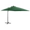 vidaXL Umbrelă &icirc;n consolă cu st&acirc;lp și LED-uri, verde, 250 cm 312321