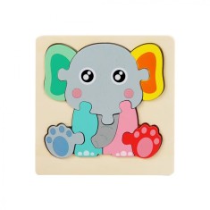 Puzzle Educaționale din lemn &ndash; Forme și Animale Elefant