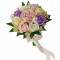 Buchet mic personalizabil cu trandafiri si floarea miresei (Roz, Multicolor)