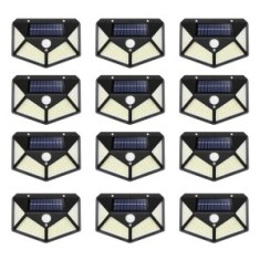 Pachet 12 Lampi cu LED incarcare solara si senzor de miscare cu 100 LEDURI