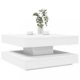 Masuta de Cafea Rotativa 360 Grade pentru Living cu Raft Depozitare, PAL Alb, 70x70x35 cm, vidaXL