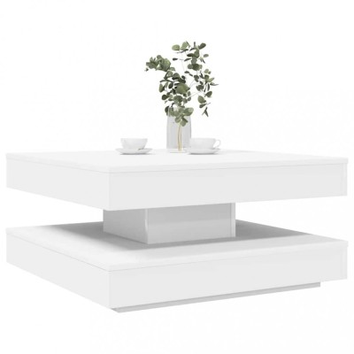 vidaXL Măsuță cafea rotativă 360 grade, alb 70x70x34,5 cm foto