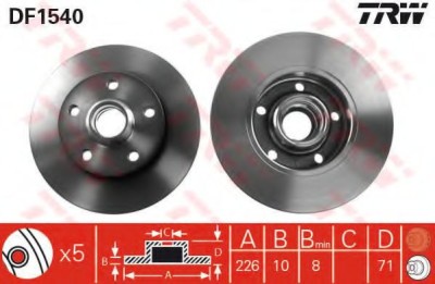 Disc frana VW PASSAT Variant (3A5, 35I) (1988 - 1997) TRW DF1540 foto