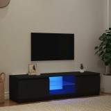 Comodă TV cu lumini LED, negru, 140x40x36 cm