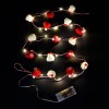 Instalație Lumini LED, 20 Beciuri, Baterii, Căciulițe Roșii și Albe, 1.45m, Lumina Caldă, Oem