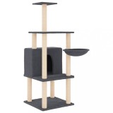 Cumpara ieftin Ansamblu de pisici, stalpi din funie sisal, gri inchis, 132 cm