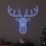 Reni vidaXL Decor Craciun, 60cm, Acril, 140 LED Albastre, Ornament Festiv Interior/Exterior, Alimentare USB