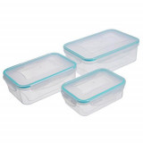 MagicHome Lunchbox set 04x3 0,50/1,00/1,50 litri, set de 3, dreptunghiular, Clip