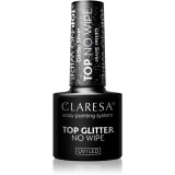 Claresa UV/LED Top Glitter No Wipe lac gel de unghii pentru acoperirea superioară strălucitor culoare Glitter Silver 5 g