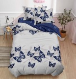 Cumpara ieftin Lenjerie De Pat Leicester Xc072, Bumbac, 4 Piese, Cu Elastic, Alb, Albastru, Imprimeu