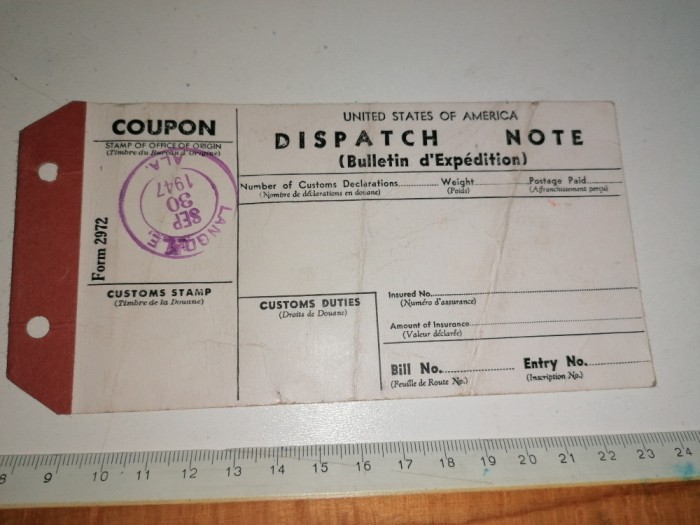 LOT 3 DECLARATIE VAMALA USA 1947