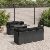vidaXL Set mobilier de grădină cu perne, 6 piese, negru, poliratan 3326096