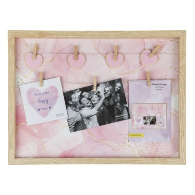 Rama Foto Lemn, 8 LED-uri, 42x32cm, Multicolor, Baterii Incluse foto