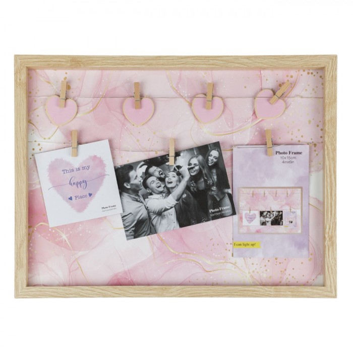 Rama Foto Lemn, 8 LED-uri, 42x32cm, Multicolor, Baterii Incluse