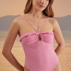 women'secret costum de baie dintr-o bucată VERBENA culoarea roz, cupa moale, 5525820