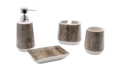 Cumpara ieftin Set baie ceramica efect lemn 4 bucati