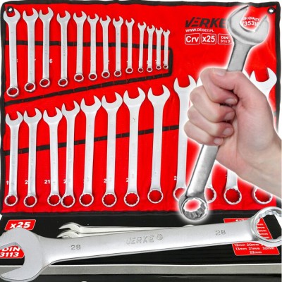 Set chei combinate, 6-32 mm, 25 piese, crom-vanadiu, Verke foto