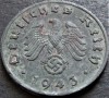 Moneda istorica 1 REICHSPFENNIG - GERMANIA NAZISTA, anul 1943 F * cod 1493, Europa, Zinc