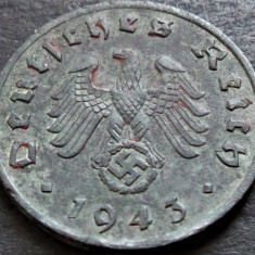 Moneda istorica 1 REICHSPFENNIG - GERMANIA NAZISTA, anul 1943 F * cod 1493