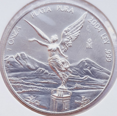 23 Mexic 1 Onza 2004 &amp;quot;Libertad&amp;quot; (Silver Bullion Coinage) km 639 argint foto