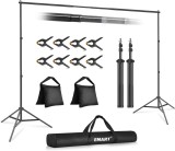 Cumpara ieftin Suport portabil fundal foto 210x300 cm , 2 trepiede reglabile, 8 cleme, husa transport, negru - CN