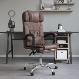 vidaXL Fotoliu de birou rabatabil cu masaj, maro, piele ecologică 349744