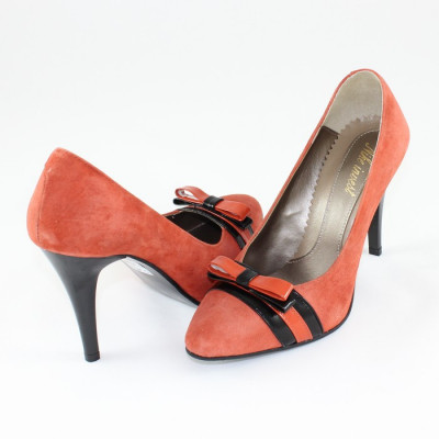 Pantofi cu toc dama piele naturala - Nike Invest coral - Marimea 37 foto