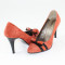 Pantofi cu toc dama piele naturala - Nike Invest coral - Marimea 35
