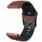 Curea hibrid piele-silicon compatibila cu Samsung Galaxy Watch 46mm, Telescoape QR, 22mm, Carob Brown