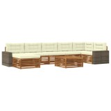 vidaXL Set de canapele de exterior cu pernă 8 pcs Natural și Crem 3383668