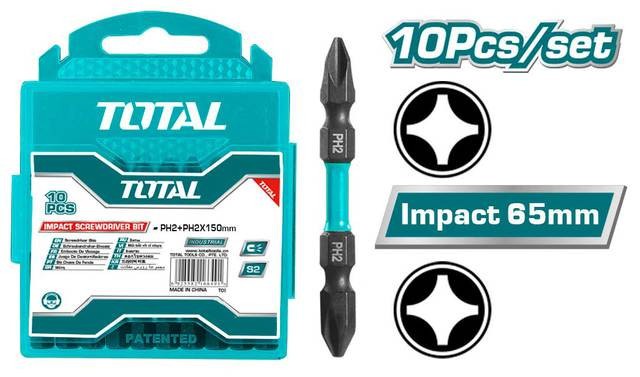 TOTAL - SET 10 BITI DE IMPACT PH2XPH2X65MM PowerTool TopQuality