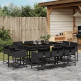 Cumpara ieftin Set mobilier de exterior cu perne, 11 piese, negru, poliratan