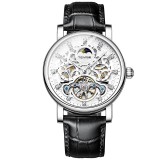 Cumpara ieftin Ceas barbatesc Tevise Mecanic Automatic Skeleton Curea piele Negru argintiu