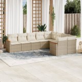 Gossi set canapele de gradina, 9 piese, cu perne, bej, poliratan