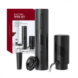 Tirbuson electric automat, reincarcabil, Set 4 in 1, aerator si dozator de vin electric, accesoriu taiat sigiliu sticla, dop sticla vin cu pompa vid p