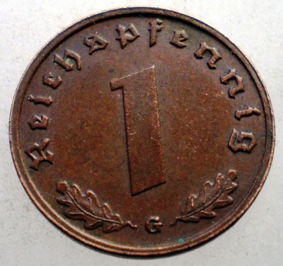 2.540 GERMANIA WWII 1 REICHSPFENNIG 1939 G foto