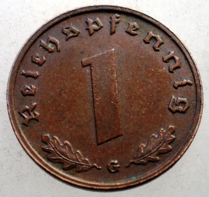 2.540 GERMANIA WWII 1 REICHSPFENNIG 1939 G