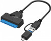 Adaptor Cablu USB 3.0 + USB-C la SATA 3 pt. HDD/SSD 2.5 inch, 22 pini, 25cm