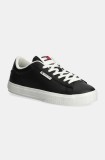 Tommy Jeans sneakers din piele TJW CUPSOLE SNEAKER METALLIC culoarea negru, EN0EN02686