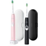 Set de 2 periute electrice sonice Philips Sonicare ProtectiveClean HX6800/35, 62000 miscari/minut, 1 mod de curatare, 2 intensitati, functie Brush Syn