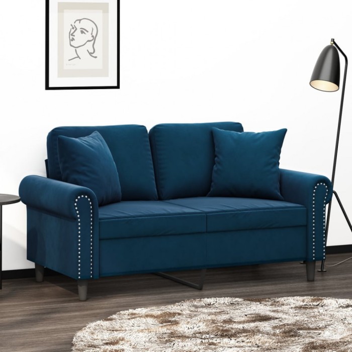 vidaXL Perne decorative, 2 buc., albastru, 40x40 cm, catifea 349494